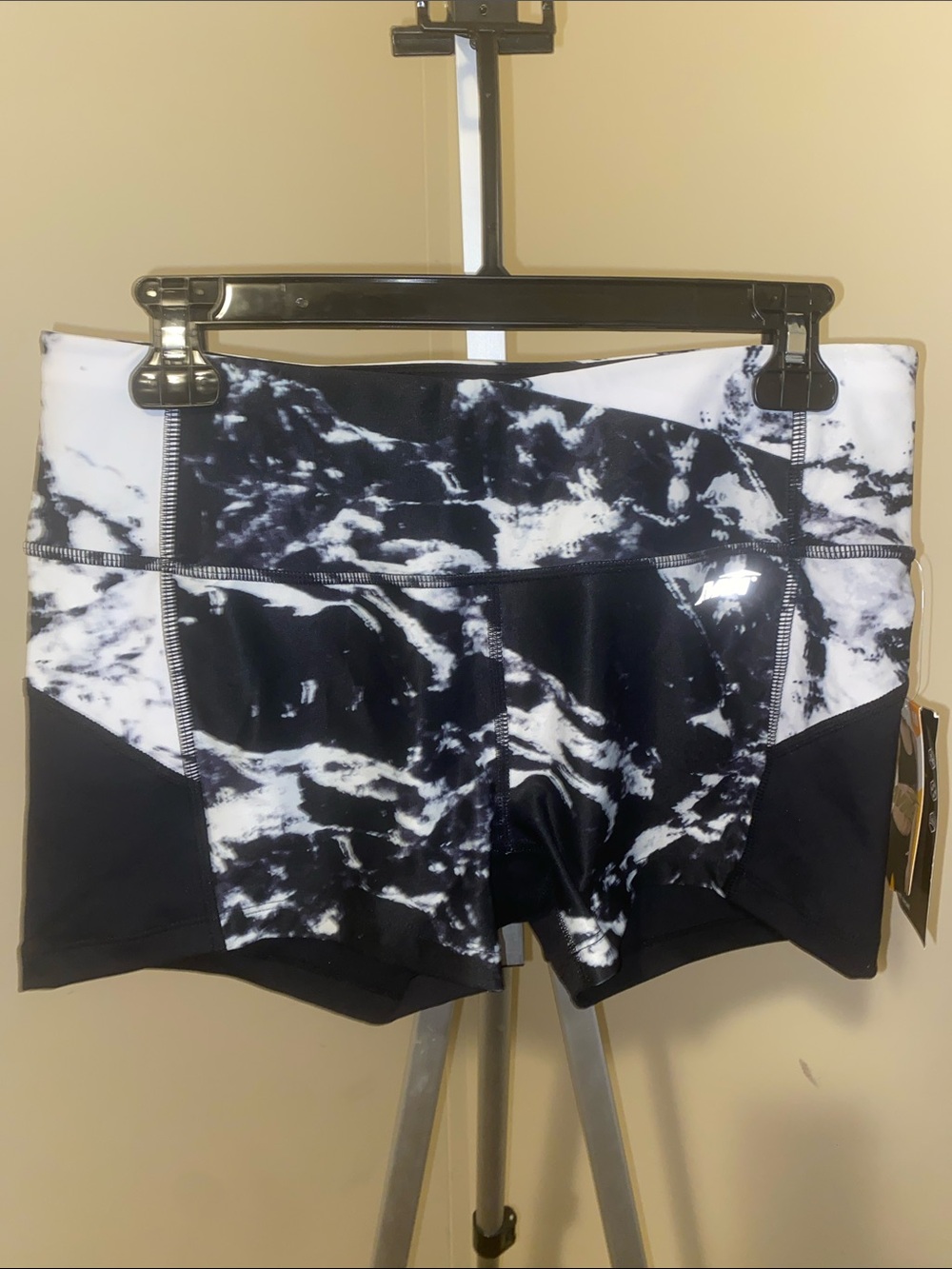 Avia Black & White Marble Print Bike Shorts